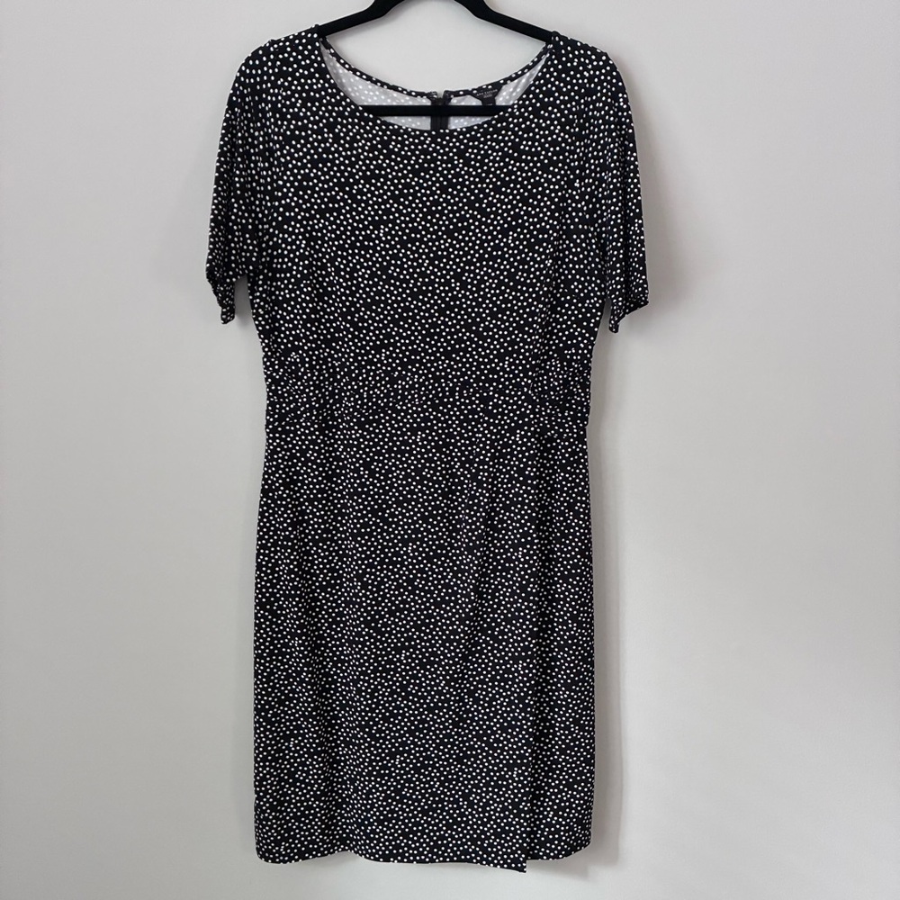 Ann Taylor polkadot black and white Sheath Midi Dress short Sleeved